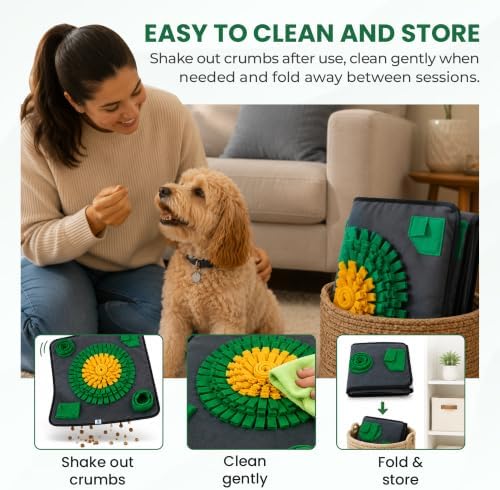 Snuffle Mat for Dogs 24 x 24 in – Interactive Dog Enrichment Toy & Slow Feeder, Non-Slip Treat Hiding Mat for Foraging