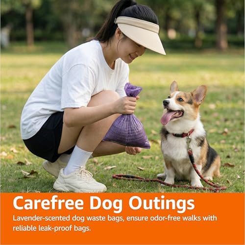 Amazon Basics Premium Lavender Scented Standard Dog Waste Bags, 120 Count (15 Pack of 8)
