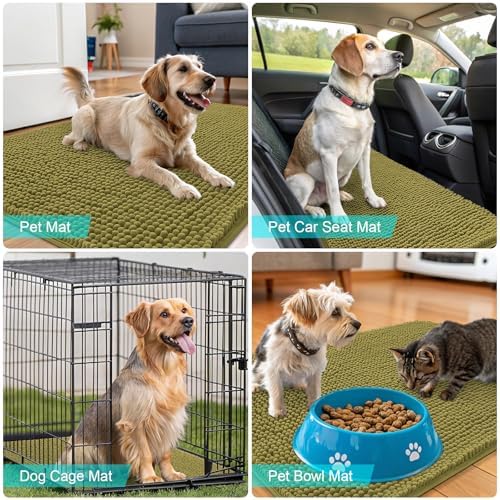 OLANLY Dog Door Mat for Muddy Paws 70x32, Super Absorbent Chenille Mud Mat