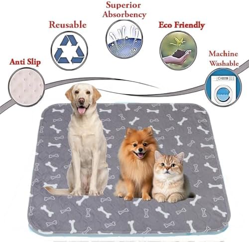 Washable Puppy Pee Pads with Pheromones, Reusable Pee Pads for Dogs, Extra Large, Non-Slip, Leakproof, Fast Absorbent Training Pads for Puppy, Dogs, Cats, Adults, Housebreaking (M: 27.6" × 31.5")