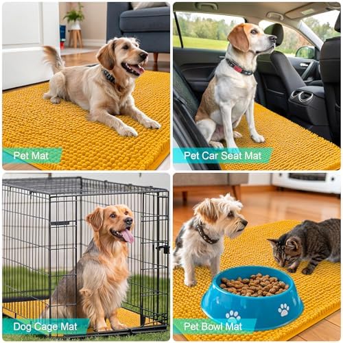 OLANLY Dog Door Mat for Muddy Paws 44x32, Super Absorbent Chenille Mud Mat