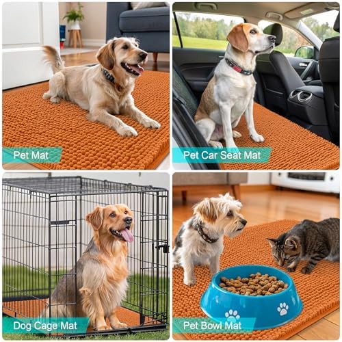 OLANLY Dog Door Mat for Muddy Paws 35x24, Super Absorbent Chenille Mud Mat