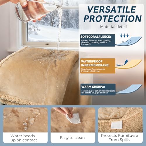 Waterproof Dog Blanket 40 x 60 in for Small & Medium Dogs, Washable