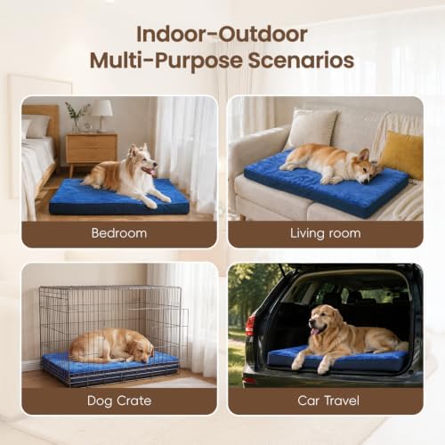 NUPIDA Waterproof Medium Dog Bed for Crate with Washable Cover, 29x18, Navy