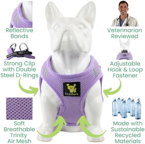 EcoBark Teacup Dog Harness, Step in Reflective & Adjustable Halter Vest