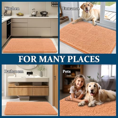 OLANLY Dog Door Mat for Muddy Paws 54x24, Super Absorbent Chenille Mud Mat