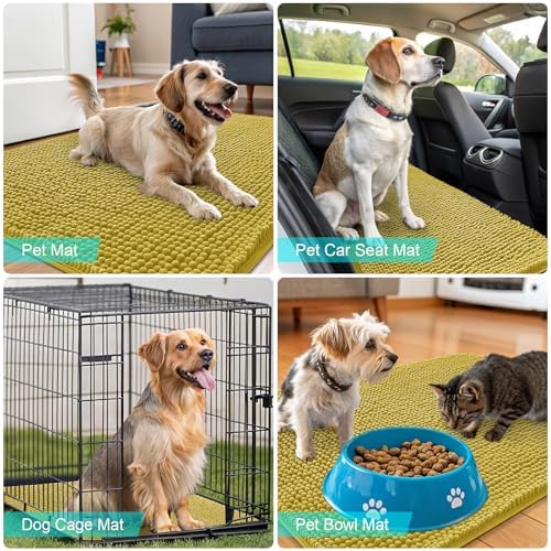 OLANLY Dog Door Mat for Muddy Paws 24x16, Super Absorbent Chenille Mud Mat