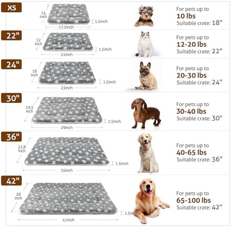 Mora Pets Dog Crate Pad Bed Ultra Soft Pet Mat Star Print Grey 41 x 29 Inch