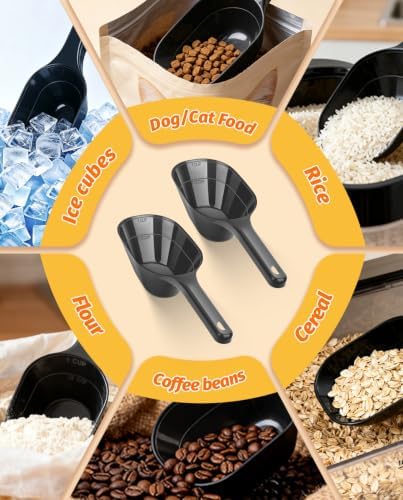 2 PACK Dog Food Scoop,1 Cup Capacity Pet Food Scoop For Dog and Cat (Black)