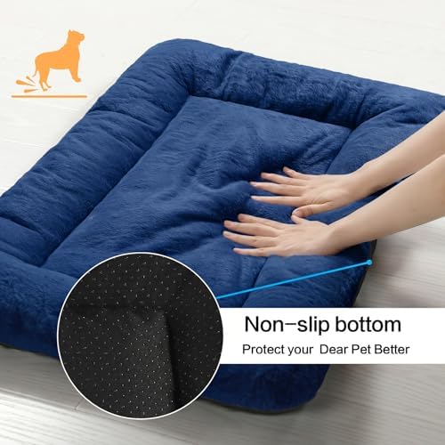 Dog Crate Pad Washable Dog Bed for Crate Medium Cozy Mat 36-Inch Navy Blue