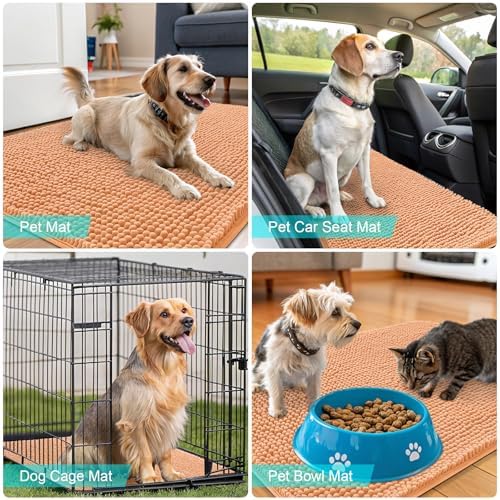 OLANLY Dog Door Mat for Muddy Paws 50x30, Super Absorbent Chenille Mud Mat