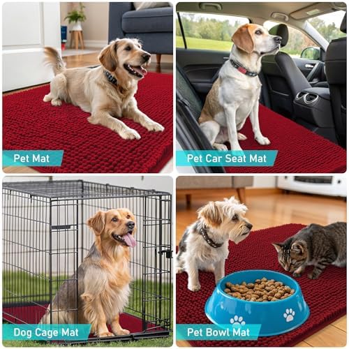 OLANLY Dog Door Mat for Muddy Paws 70x46, Super Absorbent Chenille Mud Mat