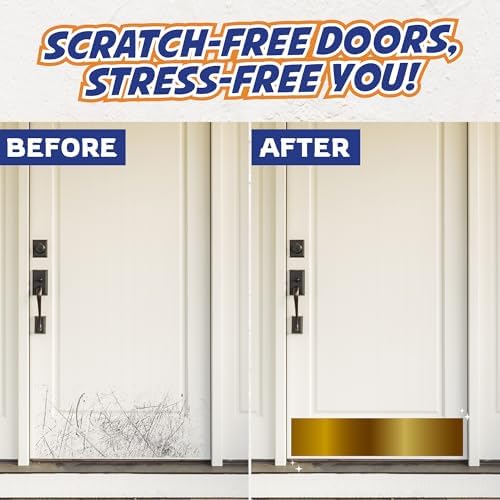 Panther Armor 8x34 in Gold Door Kick Plate, Dog Scratch Door Protector