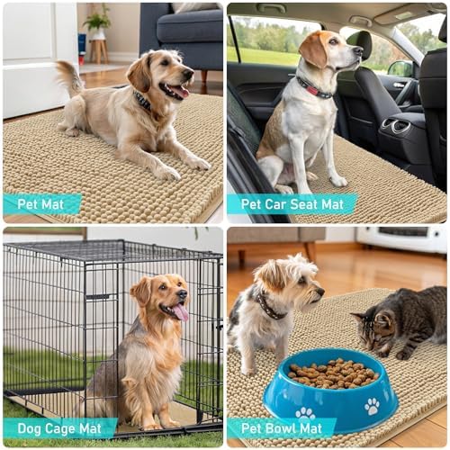 OLANLY Dog Door Mat for Muddy Paws 40x24, Super Absorbent Chenille Mud Mat