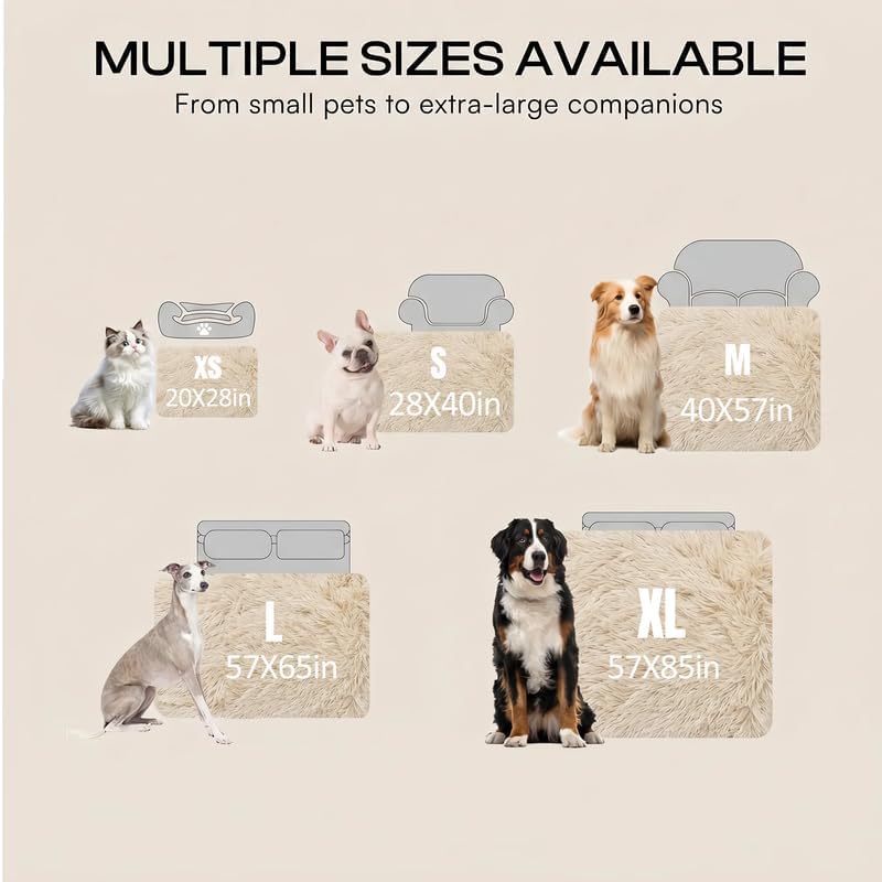 Pet Blankets Waterproof Fluffy Fleece Blanket Cat Dog Blankets Liquid Pee Proof Throw Blanket Reversible Furniture Protector Cover Washable for Couches Beds Sofa 57"x40" Beige