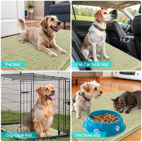 OLANLY Dog Door Mat for Muddy Paws 59x20, Super Absorbent Chenille Mud Mat