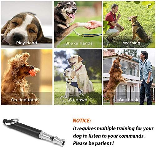 Dog Whistle to Stop Barking, Adjustable Pitch Ultrasonic Training Tool Silent Bark Control for Dogs-2 Free Lanyard Strap with Pack of 2 PCS Pet Whistle