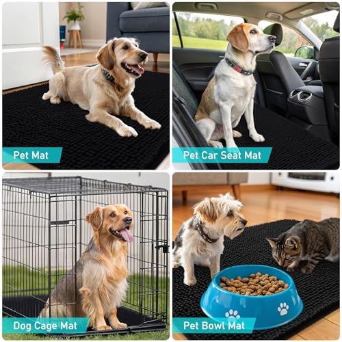 OLANLY Dog Door Mat for Muddy Paws 47x17, Super Absorbent Chenille Mud Mat