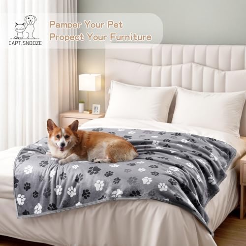 Waterproof Dog Blankets for Large Dogs 50"x60" Dark Grey