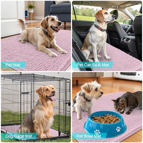 OLANLY Dog Door Mat for Muddy Paws 54x32, Super Absorbent Chenille Mud Mat
