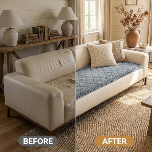 Smiry Non Slip Couch Cover for Dogs, Fuzzy Plush Pet Sofa Protector
