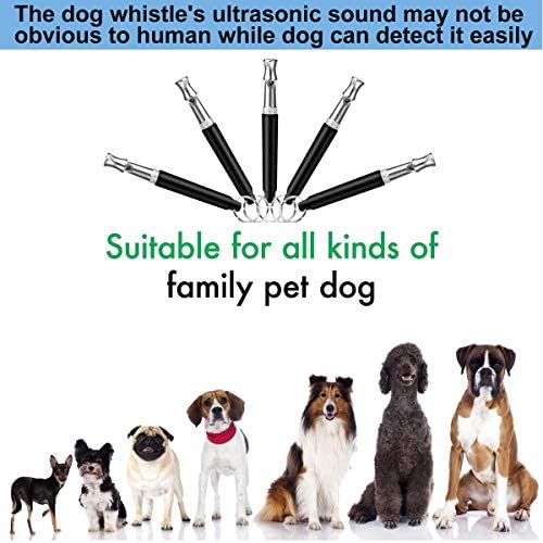 2 Pack Dog Whistle, Dog Whistle to Stop Barking Neighbors Dog, Adjustable Ultrasonic Silent Dog Whistle, Professional Recall Dog Training Whistles, with Lanyard (Black+White)