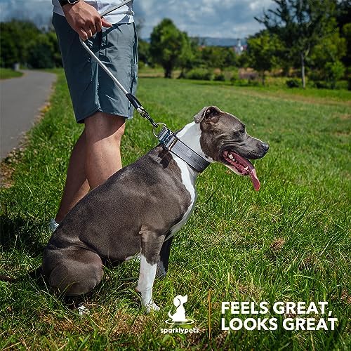 SparklyPets Heavy Duty Wide Dog Collar with Quick Release Chrome Buckle – Thick Tactical Dog Collar with Reflective Stripes & Soft Lining – for Large & Medium Breeds