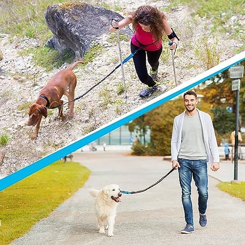 Hands Free Dog Leash Adjustable Walking Running Dog Leash with Double Upgraded Anti-Shock Bungees and Padded Handles (Color : Blue)