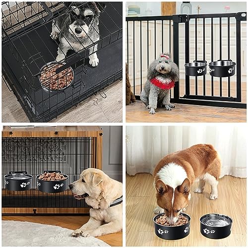 Kennel Water Bowl Hanging, Food and Water Bowl for Dog Cage, Crate, 2 Pack