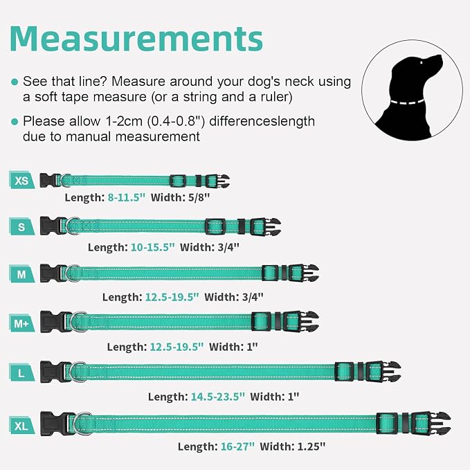 Reflective Dog Collar for Extra Small Dogs with Quick Release Buckle