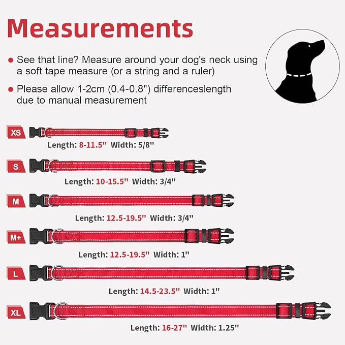 Reflective Dog Collar for Small Dogs with Quick Release Buckle
