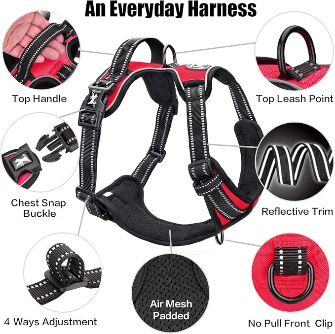 PoyPet No Pull Dog Harness Small, Reflective Vest with Front Clip & Handle