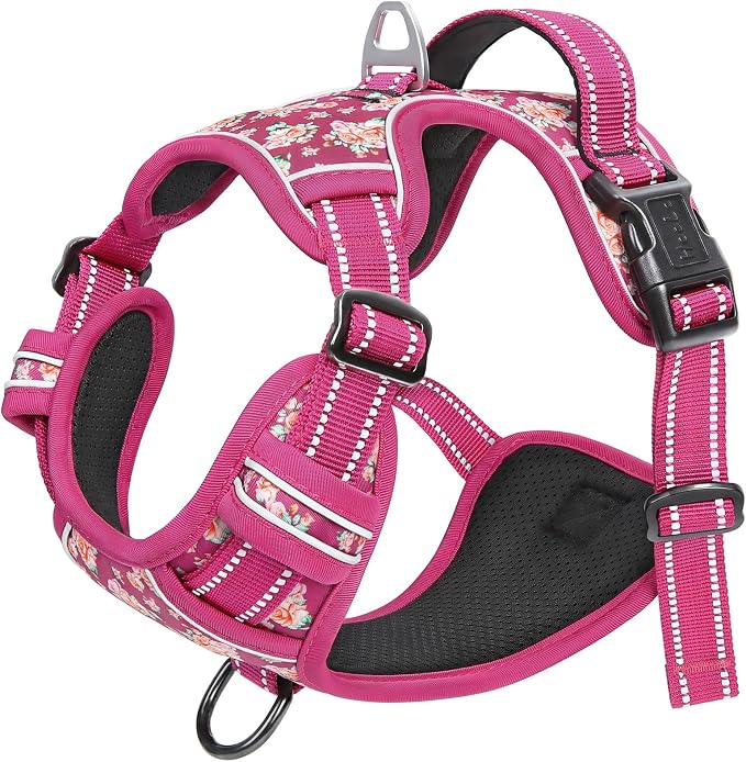 HEELE Dog Harness, Reflective, No Pull No Choke, Flower Rose, S