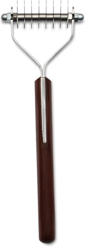 Mars Coat King Original Dematting Undercoat Grooming Rake Stripper Tool for Dogs and Cats, Stainless Steel with Wooden Handle, Made in Germany, 8-Blade
