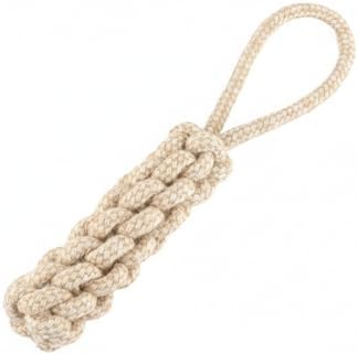 Natural Cotton Rope Dog Chew Toy for Tug of War and Interactive Play Durable Braided Knot Design