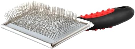Jeffers Pet Non Slip Slicker Grooming Brush – Soft Flexible Pins, Red & Black Handle. Detangling Grooming Tool for Dogs & Cats w/Short, Long, Thick & Curly Coats, Easy Storage, Travel Size - Large