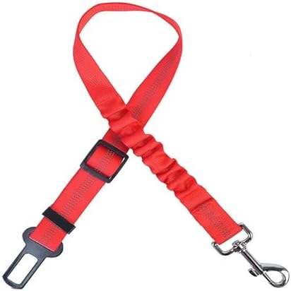 Dog Seat Belt for Car, Adjustable Dog Car Harness, Reflective Dog Seatbelt Leash with Elastic Bungee Buffer, Durable Nylon Pet Safety Dog Seat Belt for All Dog Sizes (Red)