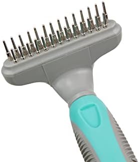 GROOMER ESSENTIALS Dematting Brush for Dogs, Double Row Undercoat Fur Rake, Effective Deshedding Rake for Thick Coats, Professional Pet Grooming Tool