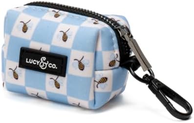 Lucy & Co. Bumbling Around Dog Poop Bag Holder and Dispenser, Clips to Leash, Water-Repellent Neoprene, Includes Refill Roll