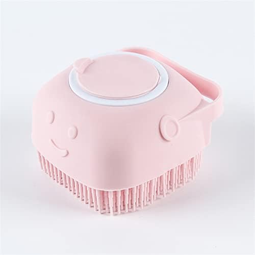 Dog Bath Brush Comb Rubber Grooming Silicone Puppy Massage Hair Fur Cleaning Soft Shampoo Dispenser (blue)(Pink)