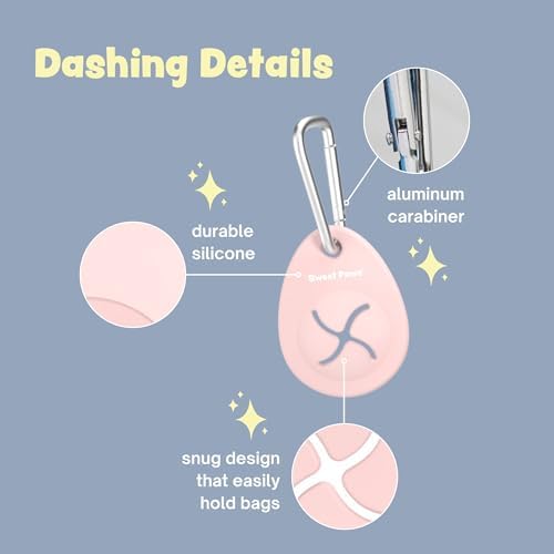 Dog Poop Bag Holder Charm for Hands-Free Carry of Used Poop Bag, Durable Eco-Friendly Silicone Dog Walking Accessory with Carabiner Clip - Azure