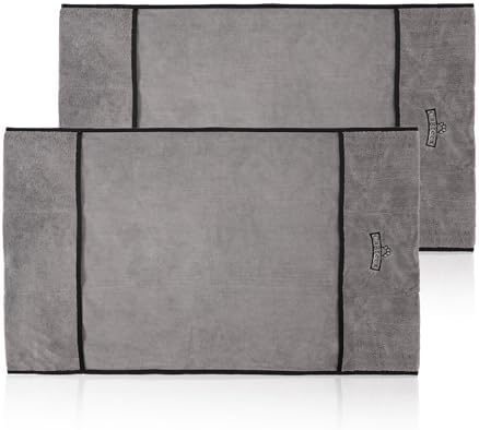 Microfiber Dog Grooming Bath Towel: Super Absorbent Soft Pet Grooming Towel Bath & Shower Supplies - Large Towels to Drying Dog Cat Pets Drying & Grommers (Gray, 2 Pcs)