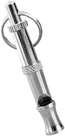 Silver Pets Whistle Adjustable Pet Training Sound Control Stainless Steel Puppy Bark Whistles with Suspendable Key Chain Dogs Training and Behavior Aids