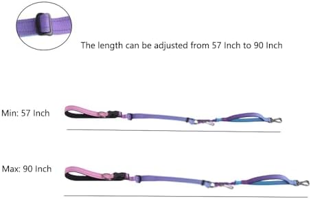 Hands Free Dog Leash for Large Medium Dogs Heavy Duty Bungee Reflective Adjustable Waist Leashes for Walking Running with Car Buckle 4-6FT (Purple)