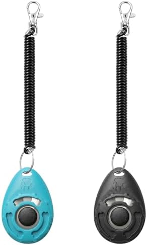 Dog Training Clicker with Sring Wrist and Keyring - Pet Dog Training Clickers for Puppy, Cat, Potty, Bird, Horse, Pet, Trainer Training Tools, Behavior Aids