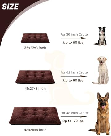 KSIIA Washable Dog Crate Bed Kennel Mat for Large Dogs, 41 x 27 Inch,Brown