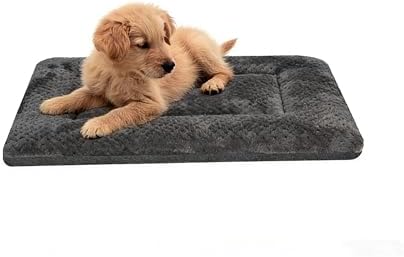 Dog Bed Medium Size Dog, 30x19 Plush Washable Dark Gray Flat Pet Bed