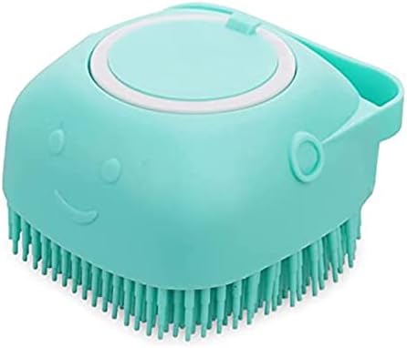 Dog Bath Brush Comb Rubber Grooming Silicone Puppy Massage Hair Fur Cleaning Soft Shampoo Dispenser (blue)(Blue)