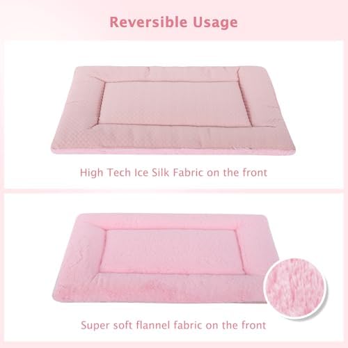 Dog Bed Mat, Crate Pad Reversible,Soft Kennel Pad, Washable Crate Mat (Cool and Warm),Pet Sleeping Mattress for Small Medium Dogs XB009 Pink 30''x20''