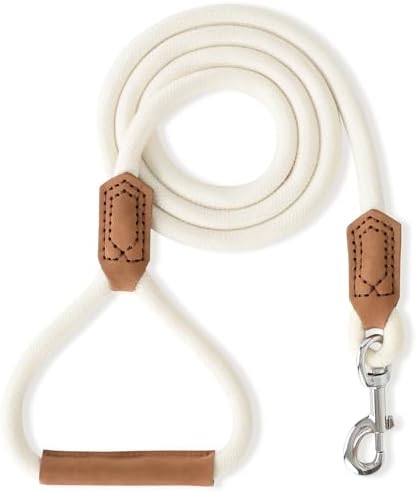 Mile High Life Dog Leash with Genuine Leather-Wrapped Ends/Handle, 4/5/6FT